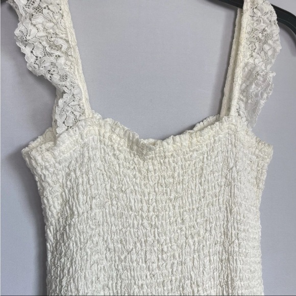 Maeve Anthropologie Dress Sz S Anastasia Cream Lace Ruffled Smock Whimsical READ - Picture 3 of 16